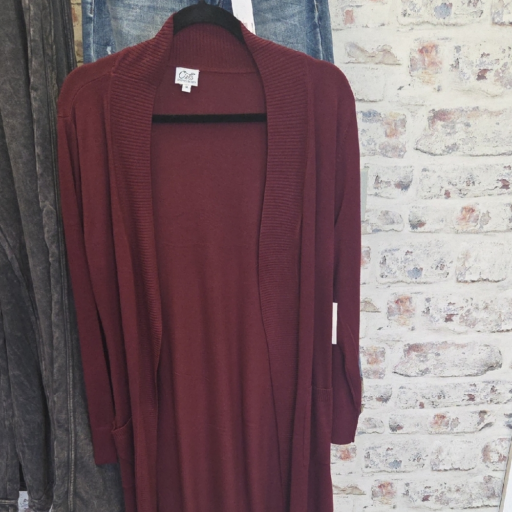 Cielo Maroon Open Front Cardigan